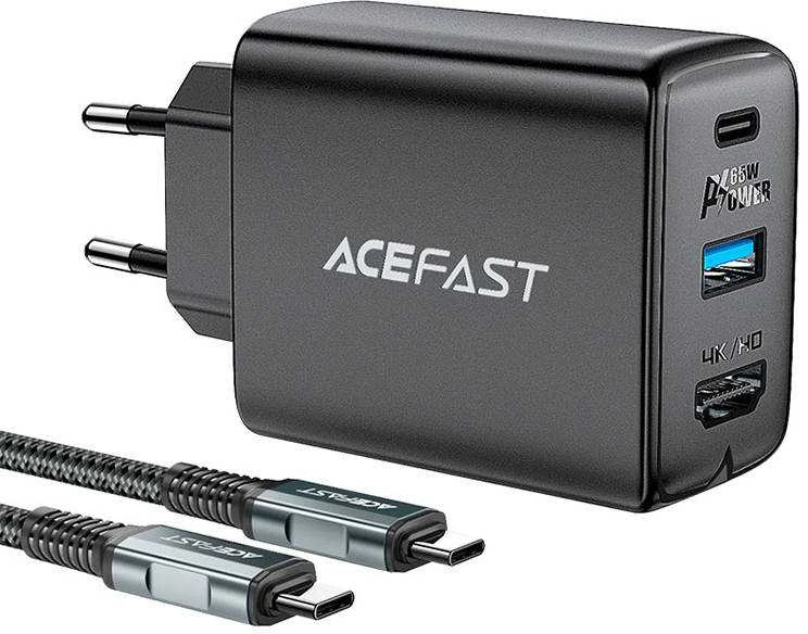 Įkroviklis Acefast A17 65W GaN USB-C/USB-A/HDMI juodas