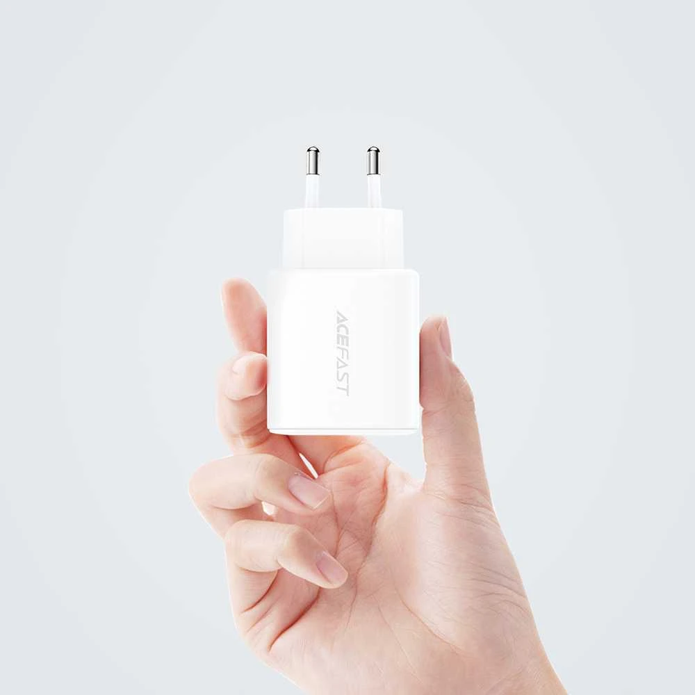 Įkroviklis jungiama į tinklą Acefast A25, USB + USB-C, PD 20W (balta)