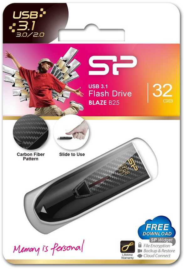 Silicon Power Blaze B25 USB atmintinė 32 GB USB A tipo 3.2 Gen 1 (3.1 Gen 1) Juodas