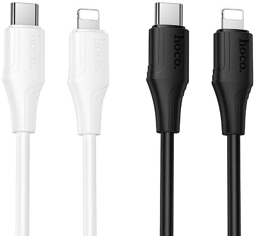 Silikoninis laidas USB C - Lightning Hoco 27W 1 m X124 juodas