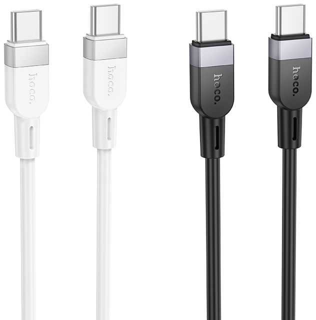 Silikoninis laidas USB C į USB C Hoco 3A 60W 1 m X109 baltas