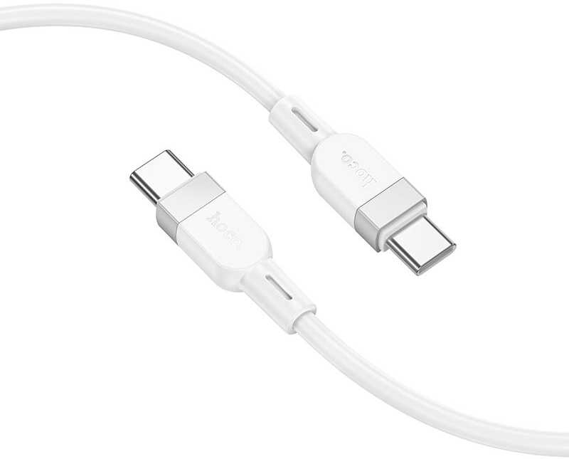 Silikoninis laidas USB C į USB C Hoco 3A 60W 1 m X109 baltas