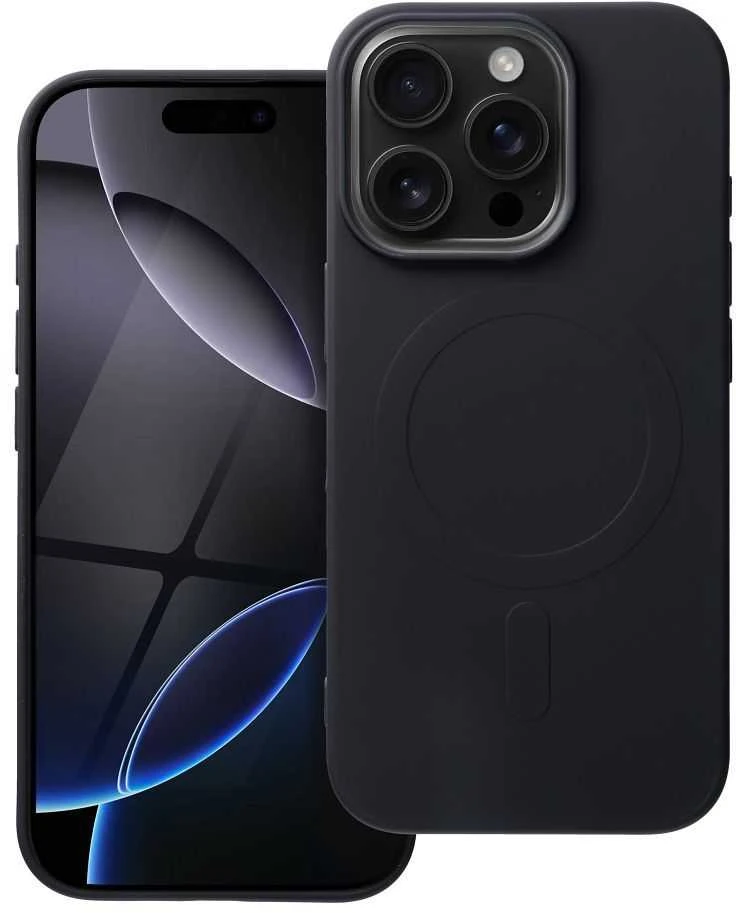 OEM dėklas, skirtas „iPhone 16 PRO“ silikoniniam „Mag“ dėklui, suderinamas su „MagSafe“ (didelė skylė), juodas