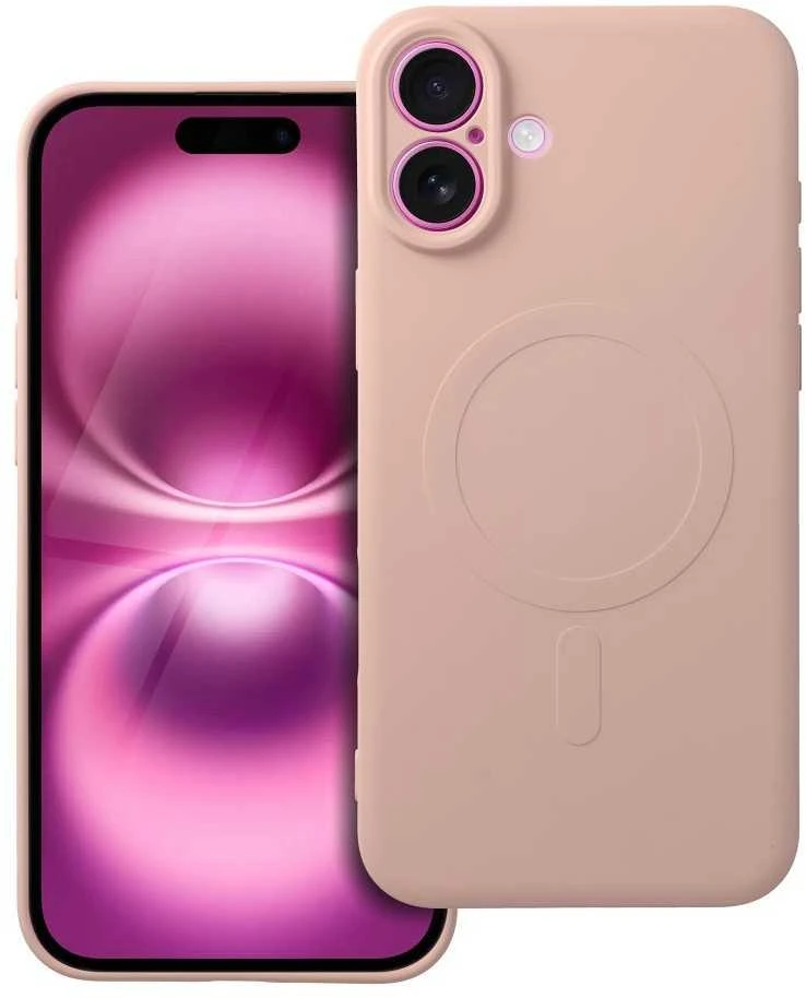 OEM dėklas, skirtas „iPhone 16 PLUS“ silikoniniam „Mag“ dėklui, suderinamas su „MagSafe“ (apsauga nuo kameros), rožinis