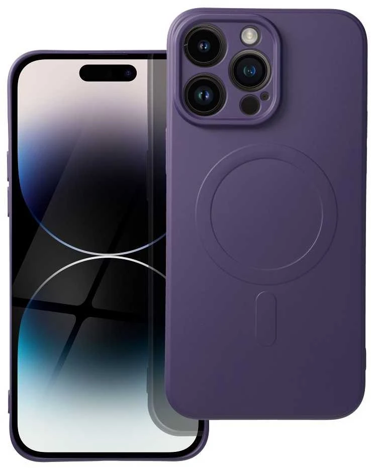 OEM dėklas, skirtas iPhone 14 PRO MAX silikoniniam Mag dėklui, suderinamas su MagSafe (apsauga nuo kameros), tamsiai violetinis
