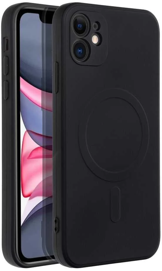 OEM SILICONE MAG COVER dėklas, suderinamas su „MagSafe“, skirtas IPHONE 11, juodas