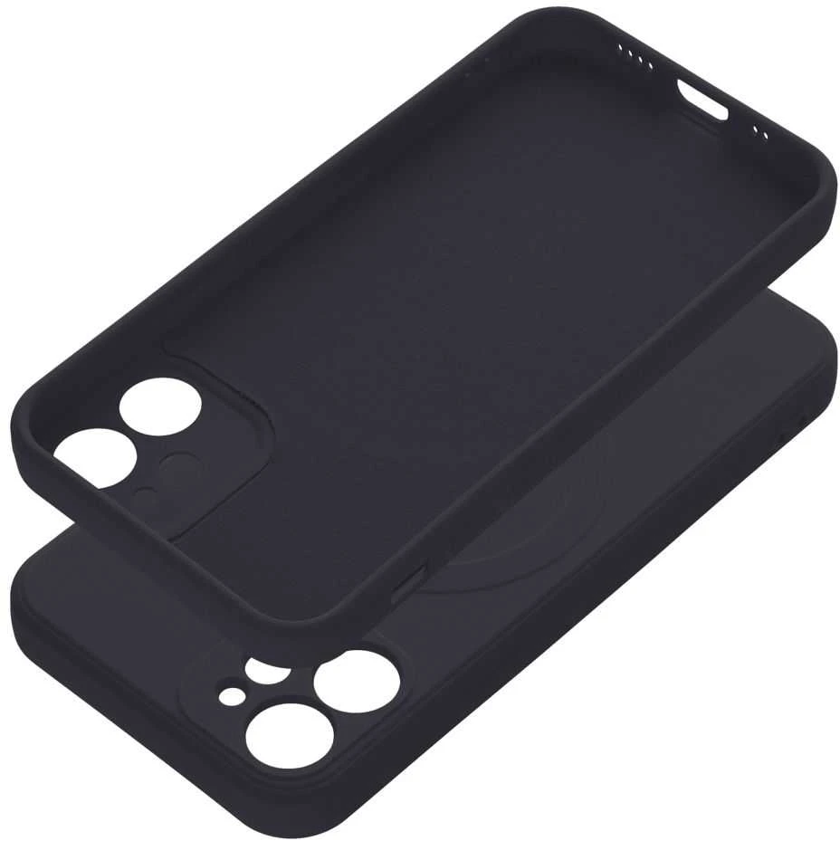 OEM dėklas, skirtas iPhone 12 MINI silikoniniam Mag dėklui, suderinamas su MagSafe (fotoaparato apsauga), juodas