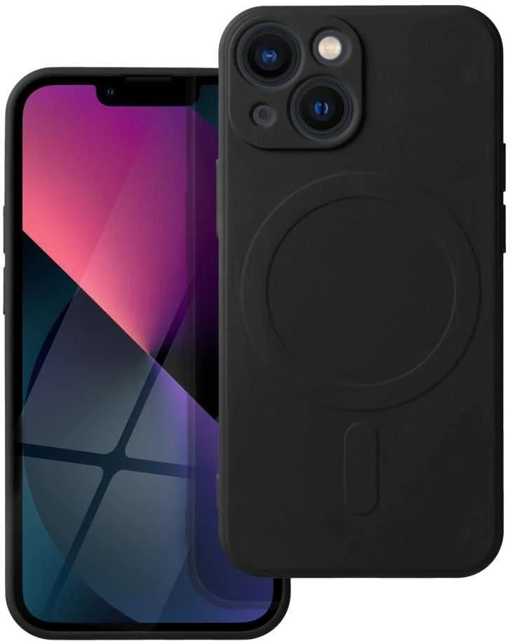 OEM dėklas, skirtas iPhone 13 MINI, silikoninis Mag dėklas, suderinamas su MagSafe (kameros apsauga), juodas