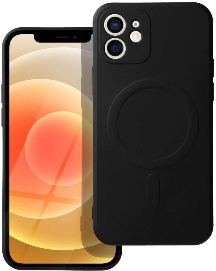 OEM dėklas, skirtas „iPhone 12“ silikoniniam „Mag“ dėklui, suderinamas su „MagSafe“ (fotoaparato apsauga), juodas