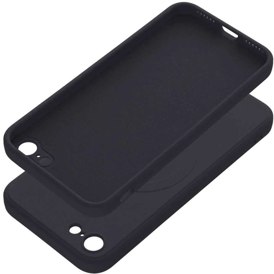 OEM dėklas, skirtas iPhone 7 / 8 / SE 2020 / SE 2022, silikoninis Mag dėklas, suderinamas su MagSafe (fotoaparato apsauga), juodas