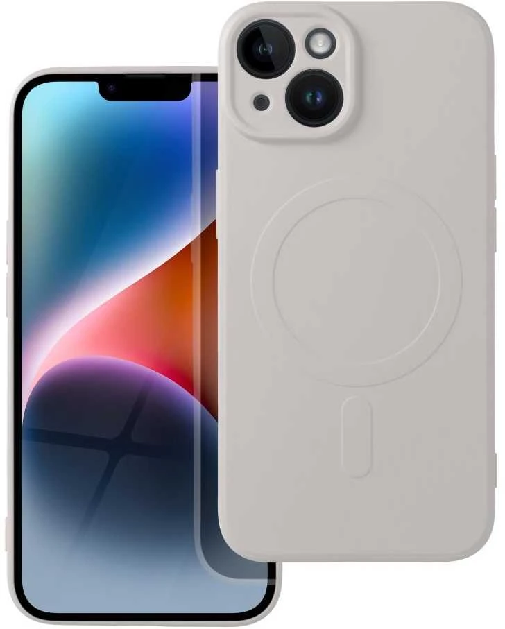 OEM dėklas, skirtas „iPhone 14“ silikoniniam „Mag“ dėklui, suderinamas su „MagSafe“ (fotoaparato apsauga), baltas