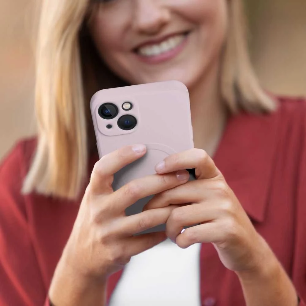 OEM dėklas, skirtas „iPhone 13 MINI“ silikoniniam „Mag“ dėklui, suderinamas su „MagSafe“ (apsauga nuo kameros), rožinis