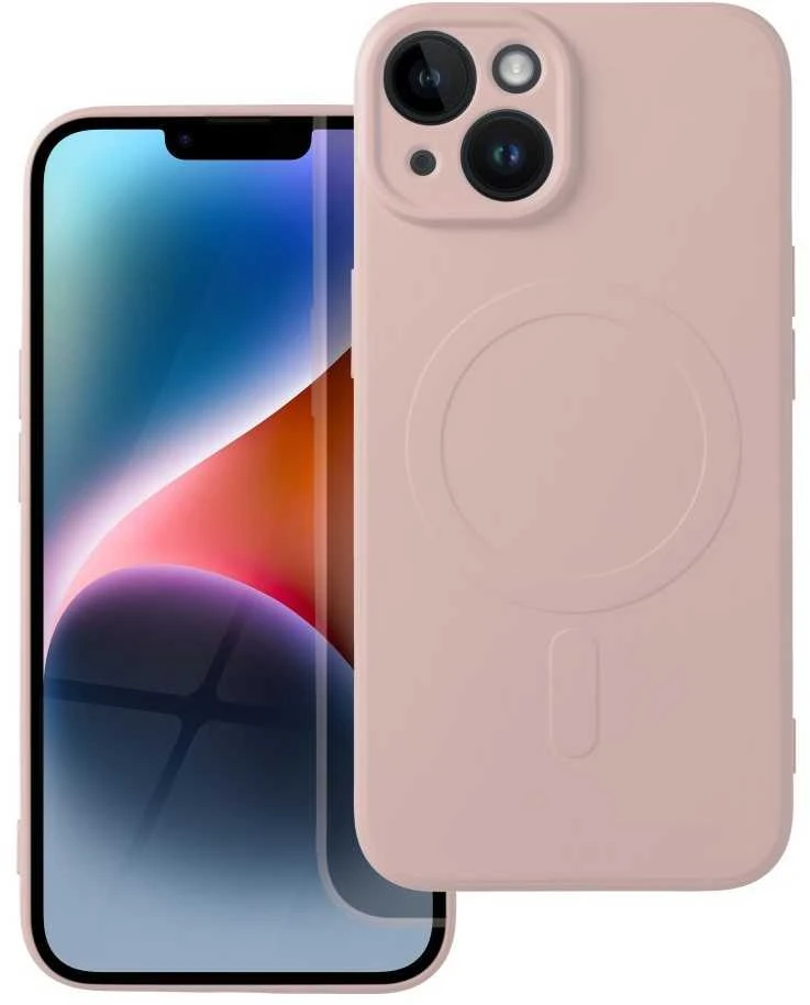 OEM dėklas, skirtas „iPhone 14“ silikoniniam „Mag“ dėklui, suderinamas su „MagSafe“ (apsauga nuo kameros), rožinis