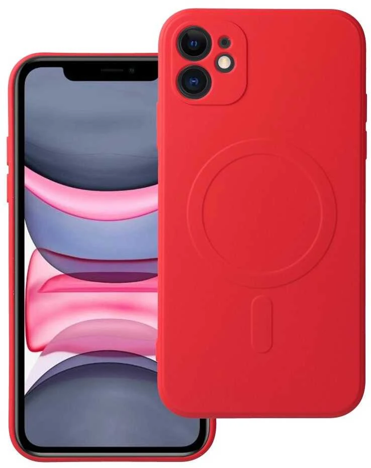 Oem Originalus „iPhone 11“ silikoninis dėklas, suderinamas su „MagSafe“ (fotoaparato apsauga), raudonas