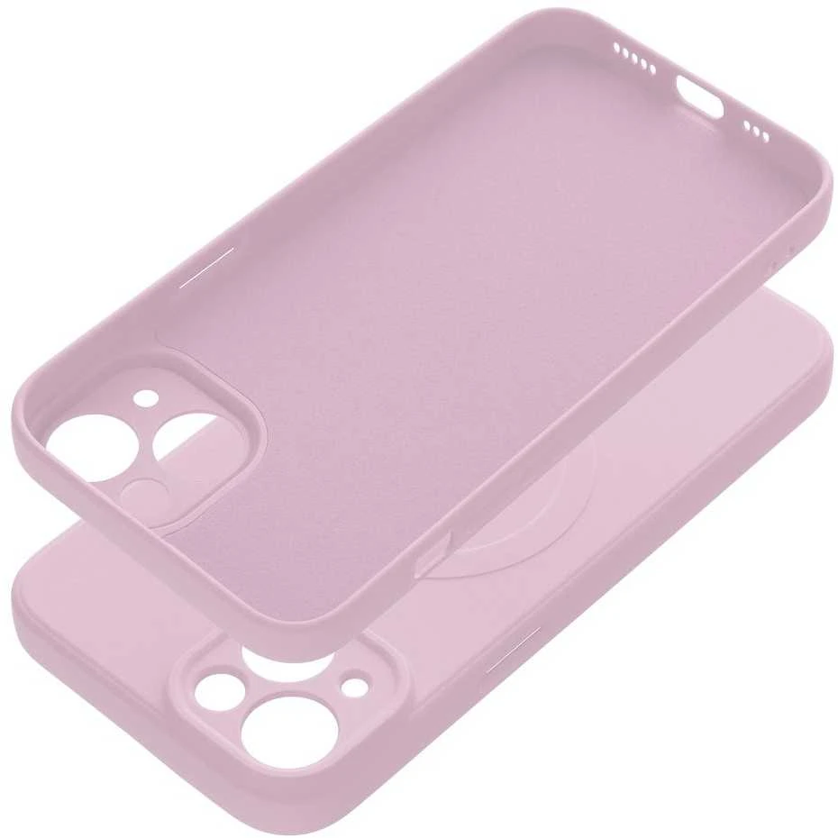 OEM dėklas, skirtas „iPhone 14“ silikoniniam „Mag“ dėklui, suderinamas su „MagSafe“ (apsauga nuo kameros), rožinis