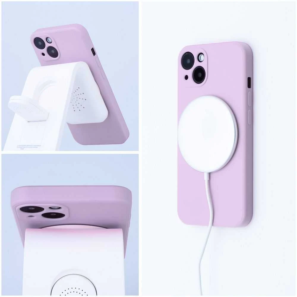 OEM dėklas, skirtas „iPhone 14“ silikoniniam „Mag“ dėklui, suderinamas su „MagSafe“ (apsauga nuo kameros), rožinis