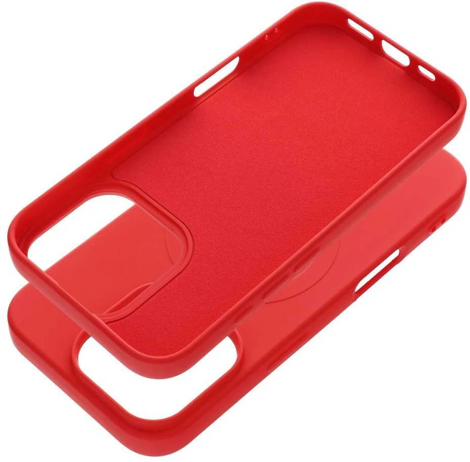 OEM dėklas, skirtas „iPhone 16 PRO“ silikoniniam „Mag“ dėklui, suderinamas su „MagSafe“ (didele skylute), raudonas