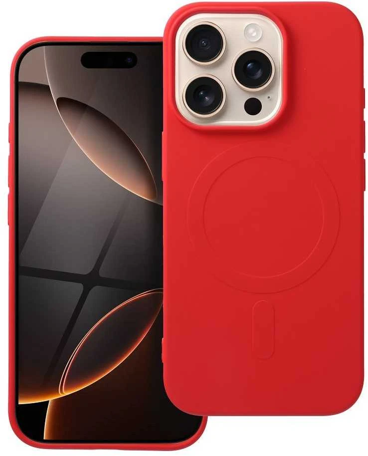 OEM dėklas, skirtas „iPhone 16 PRO“ silikoniniam „Mag“ dėklui, suderinamas su „MagSafe“ (didele skylute), raudonas