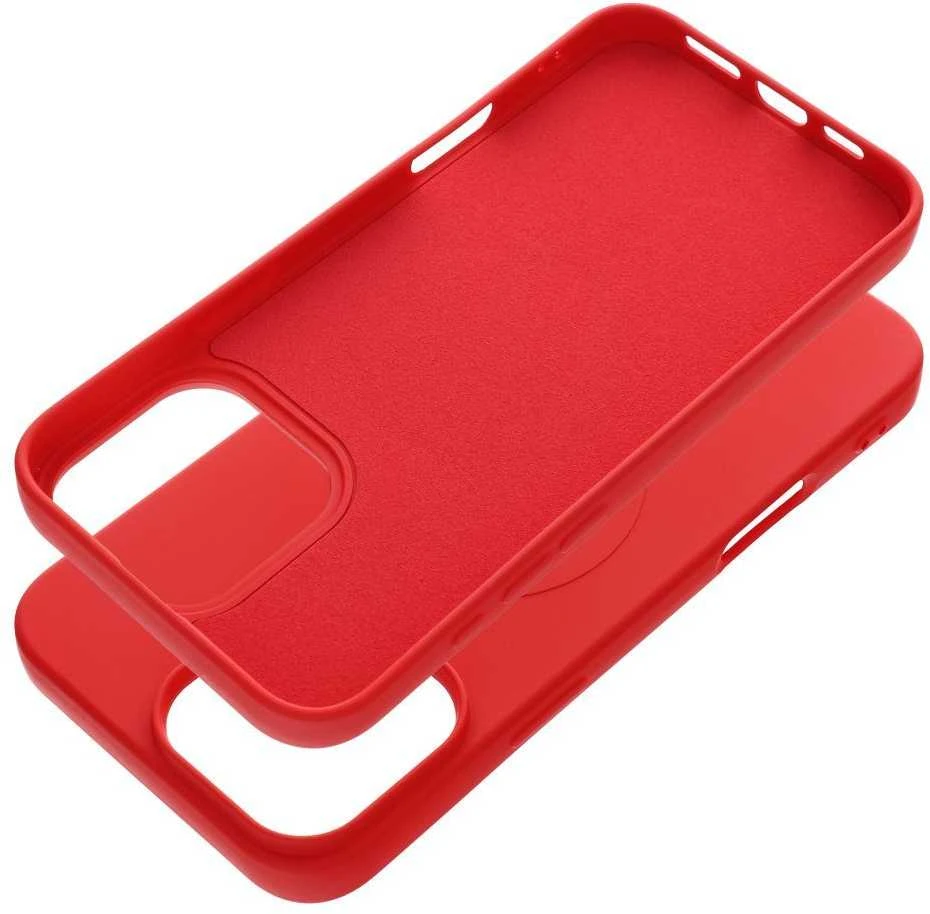 OEM dėklas, skirtas „iPhone 16 PRO MAX“ silikoniniam „MagSafe“ dėklui (didele skylute), raudonas
