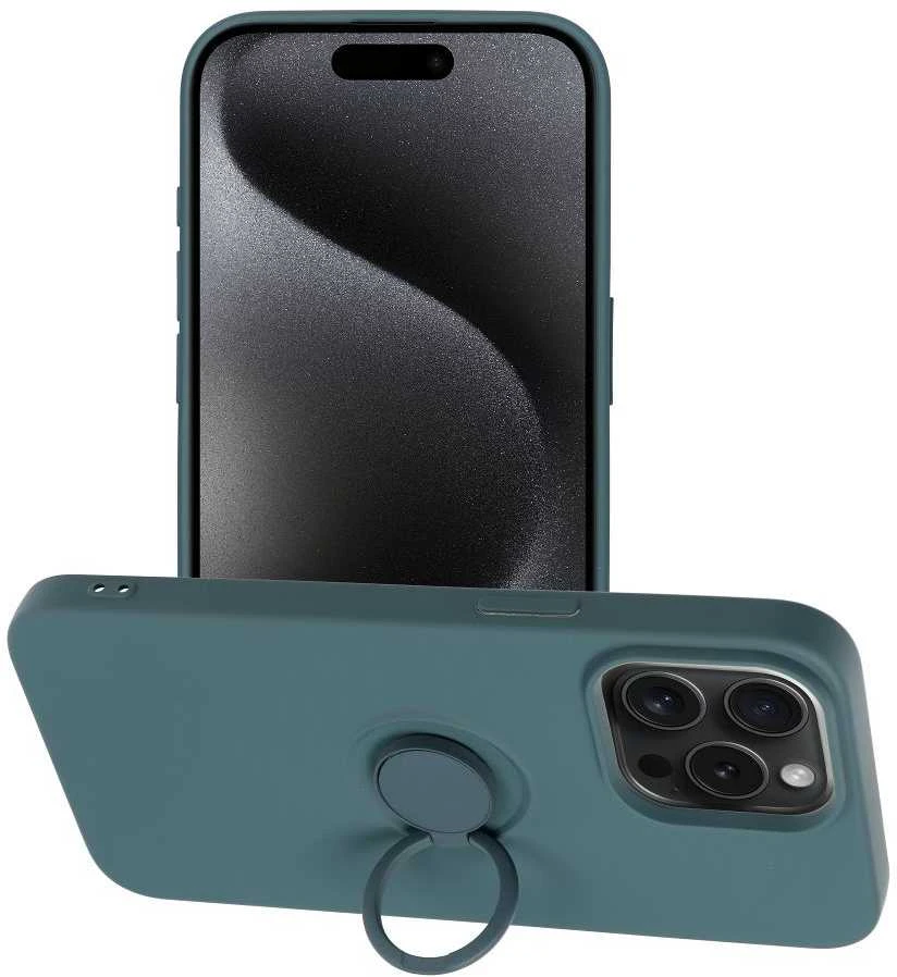 OEM dėklas iPhone 15 PRO MAX silikoniniam žiedui žalias