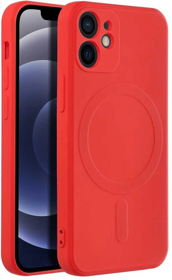 Oem Originalus „iPhone 12 MINI“ silikoninis dėklas, suderinamas su „MagSafe“ (fotoaparato apsauga), raudonas