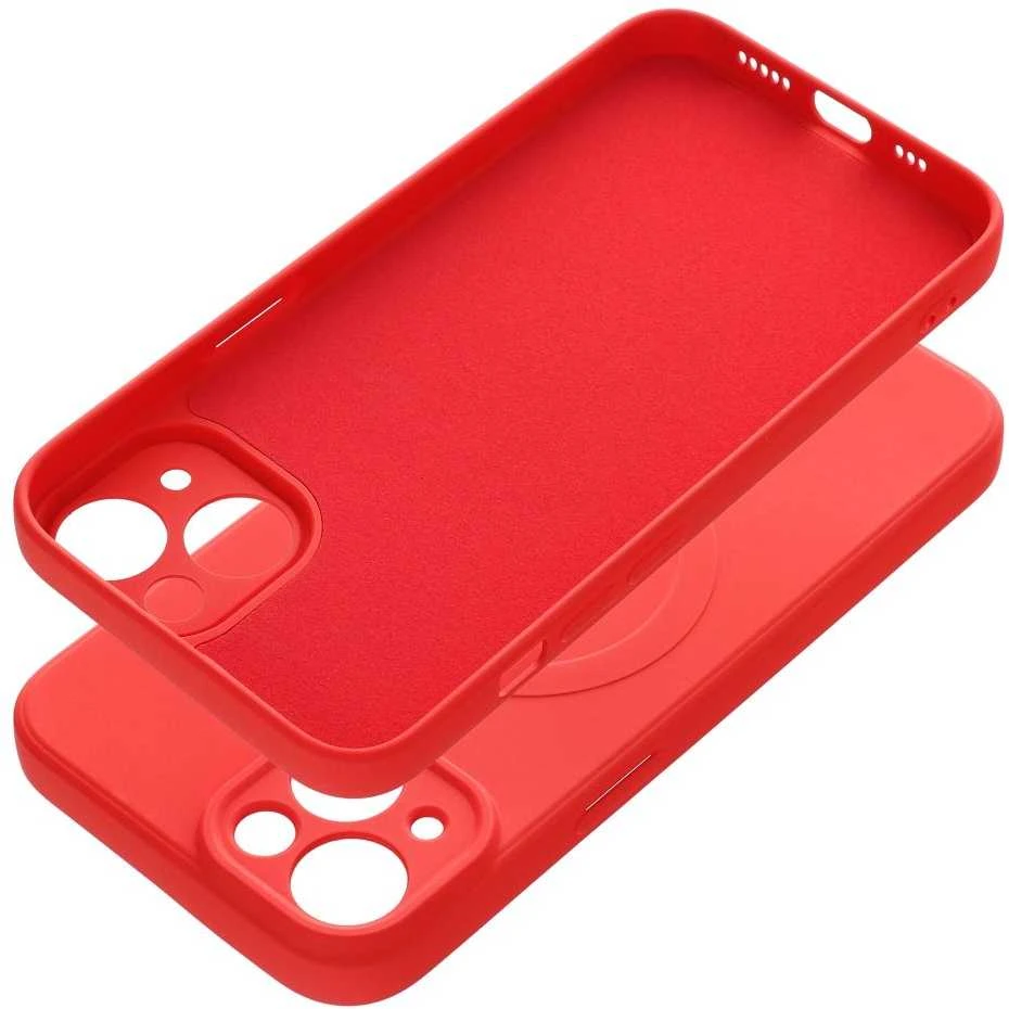 Oem Originalus „iPhone 14“ silikoninis dėklas, suderinamas su „MagSafe“ (fotoaparato apsauga), raudonas