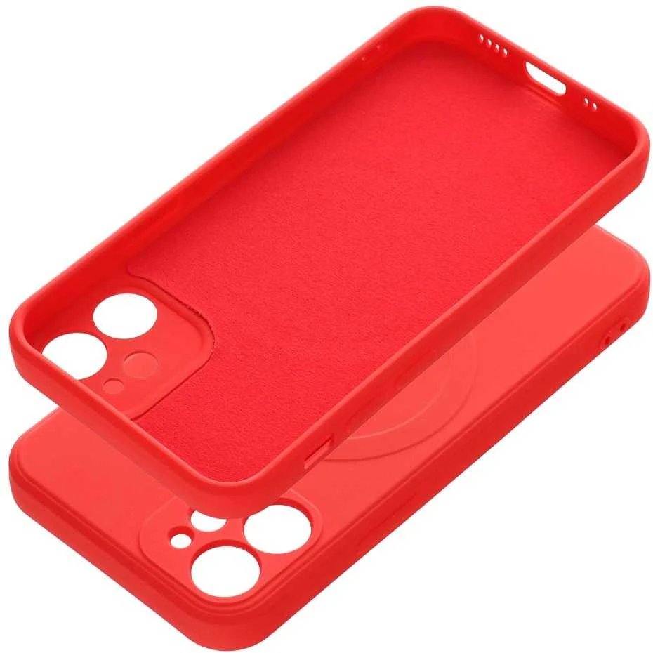Oem Originalus „iPhone 12 MINI“ silikoninis dėklas, suderinamas su „MagSafe“ (fotoaparato apsauga), raudonas
