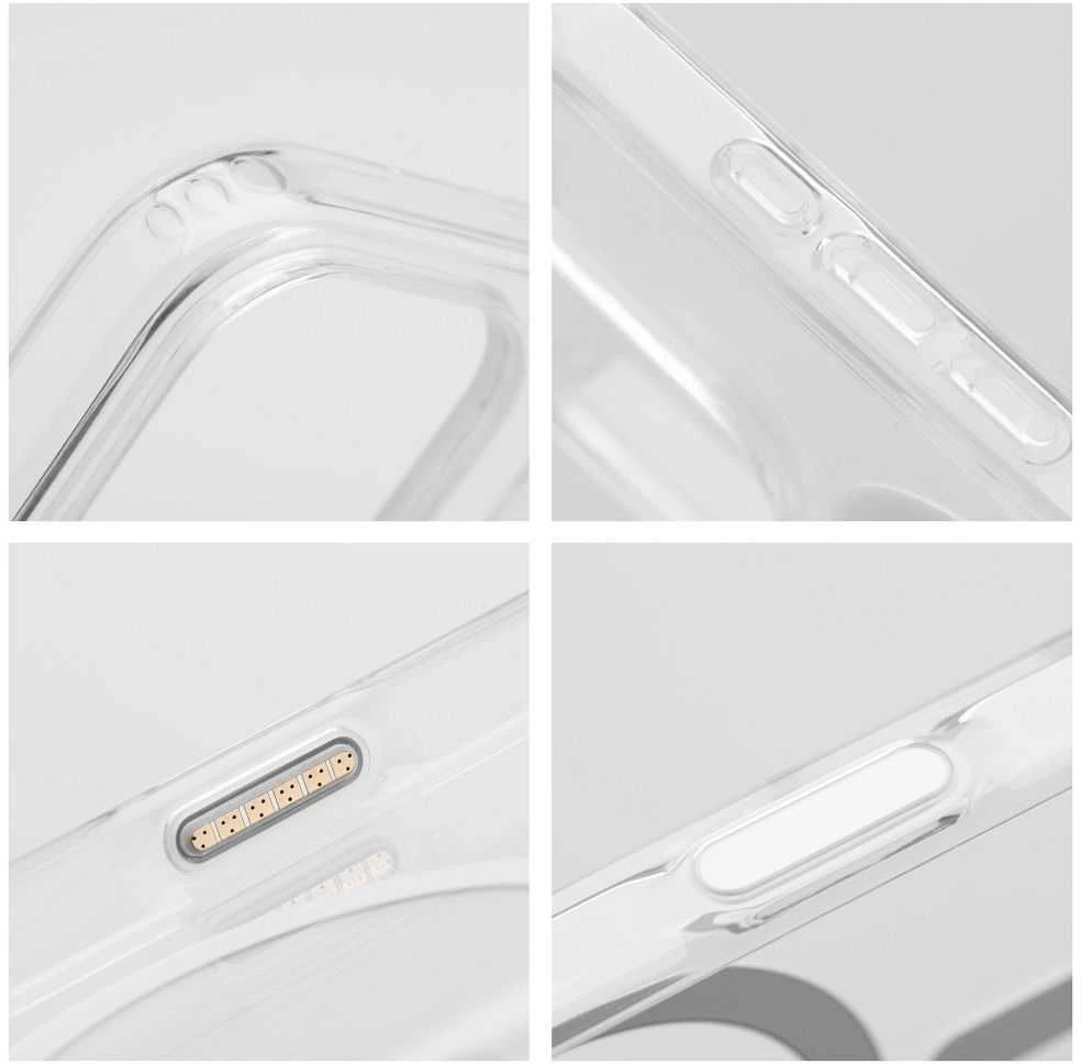 Oem Originalus „iPhone 16 AIR“ skaidrus „Mag Cover Elite“ dėklas (STR / NEGELTONAS / KAMEROS VALDYMO MYGTUKAS), suderinamas su „MagSafe“ skaidriu dėklu.