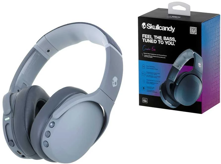 Skullcandy Crusher Evo™ Sensory Bass belaidės ausinės, Pilkos spalvos