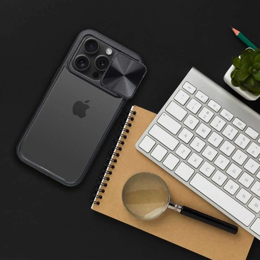 Dėklas Oem Case for iPhone 15 PLUS Slider juodas