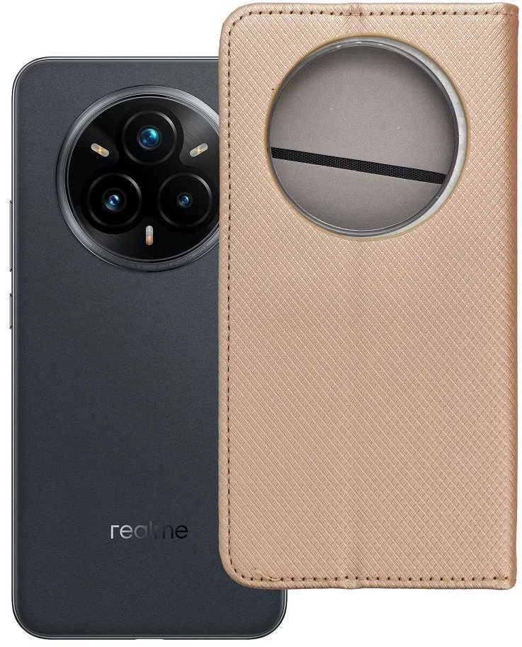 Atverčiamas dėklas, skirtas Realme 14 PRO PLUS Smart Case Book auksinis