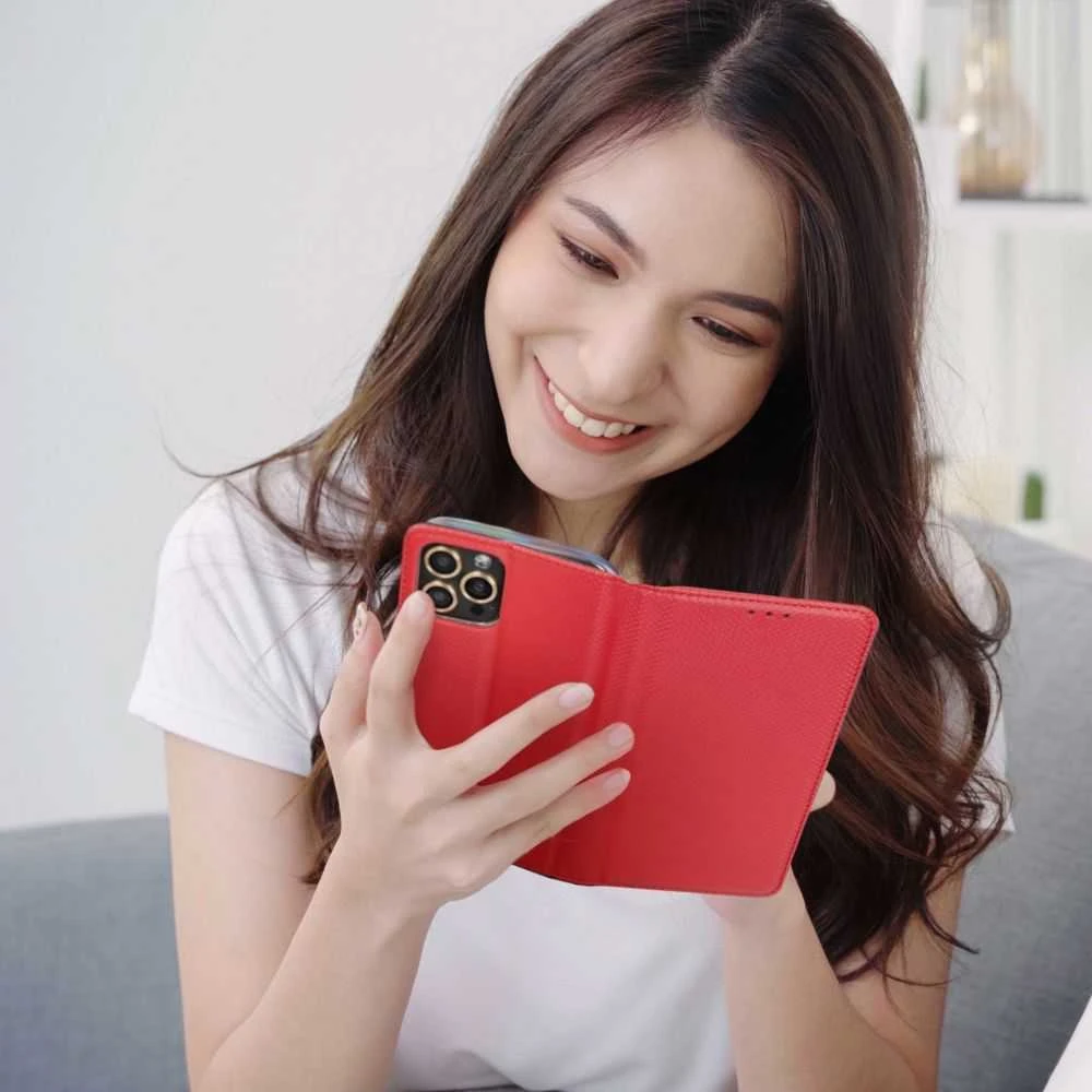 Atverčiamas dėklas, skirtas „Realme C71 Smart Case Book“, raudonas