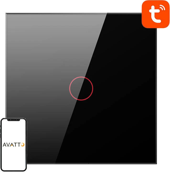 Išmanusis šviesos jungiklis WiFi Avatto TS02-EU-B1 1 Way TUYA (juoda)