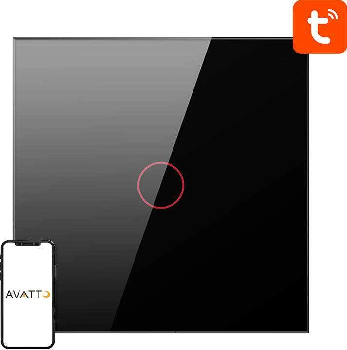 Išmanusis šviesos jungiklis ZigBee Avatto ZTS02-EU-B1 Vienpusis TUYA (juodas)