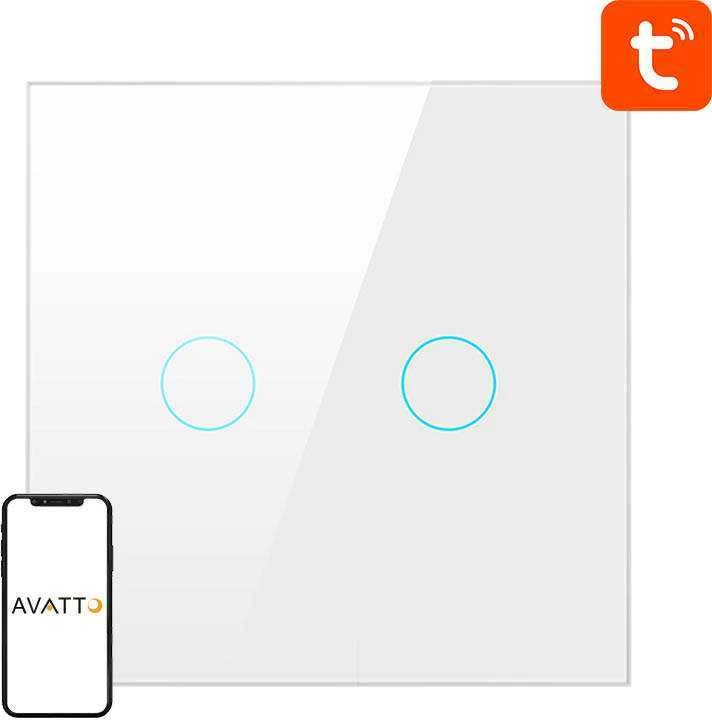 Išmanusis šviesos jungiklis ZigBee Avatto ZTS02-EU-W2 2 krypčių TUYA (balta)