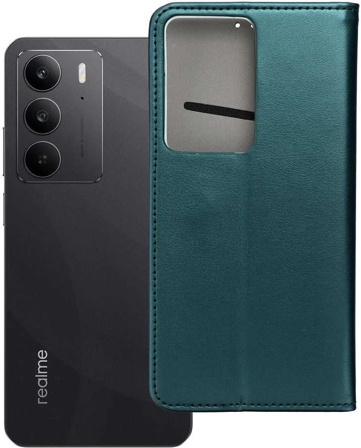 Realme C75 Smart Magneto atverčiamas dėklas, tamsiai žalias