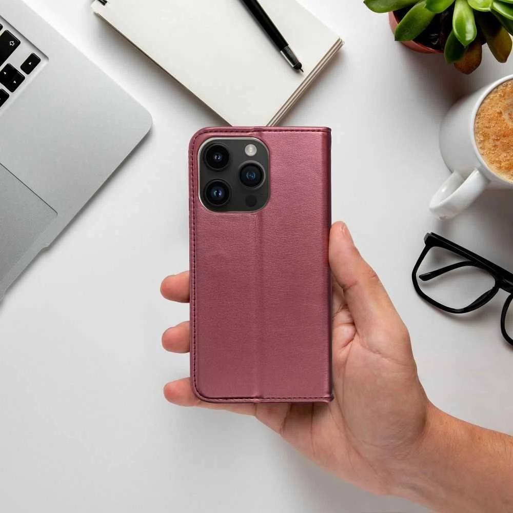 OEM atverčiamas dėklas, skirtas iPhone 16 PLUS Smart Magneto bordo spalvos