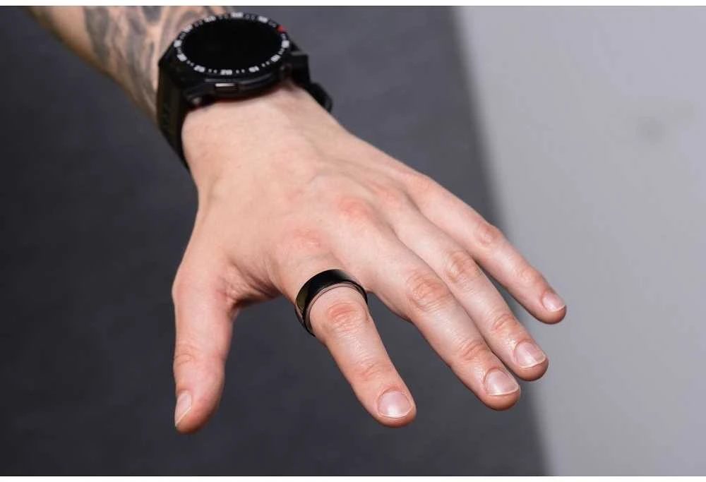 OEM Smart Ring R8 - išmanusis keraminis žiedas su įkrovimo dėžute, 18 mm, juodas