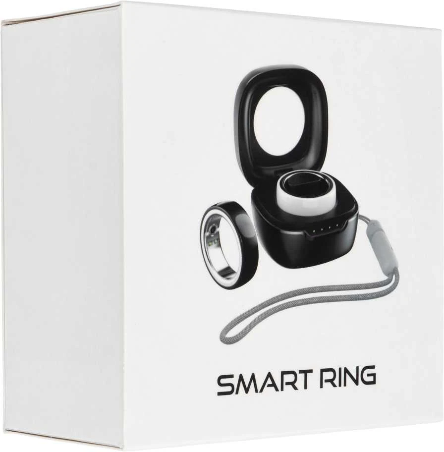 OEM Smart Ring R8 - išmanusis keraminis žiedas su įkrovimo dėžute, 18 mm, juodas