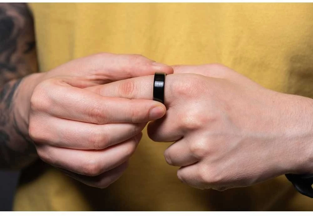 OEM Smart Ring R8 - išmanusis keraminis žiedas su įkrovimo dėžute, 18 mm, juodas