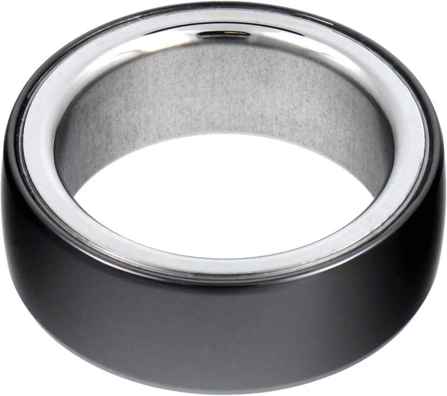 OEM Smart Ring R8 - išmanusis keraminis žiedas su įkrovimo dėžute, 18 mm, juodas