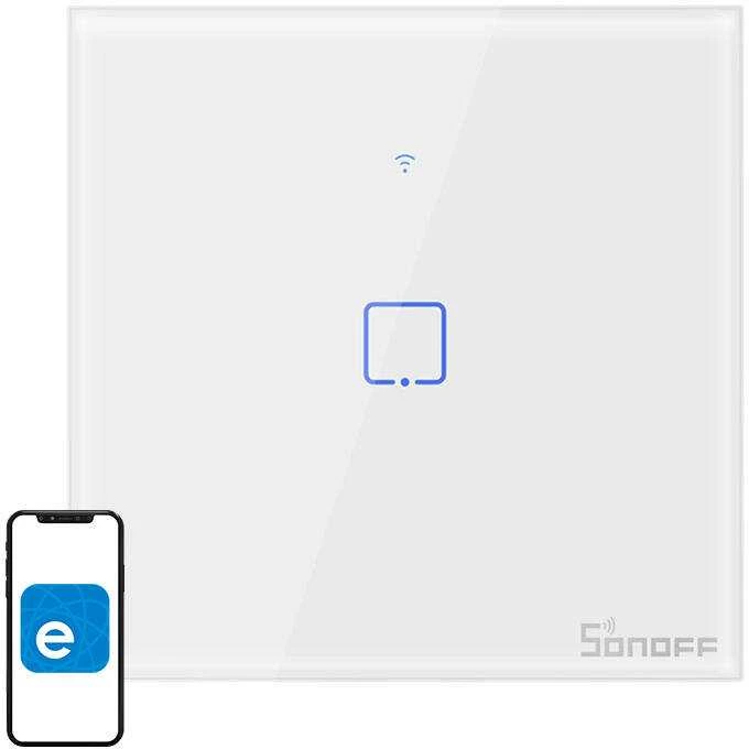 Sonoff T1 1-kanalo sieninis jungiklis su WiFi+RF-240VAC 480W