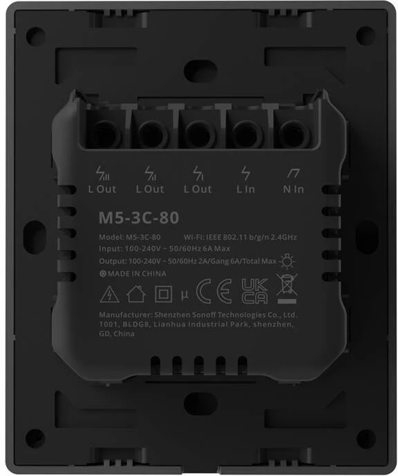 SONOFF M5 3 klavišų sieninis jungiklis 80mm pločio M5-3C-80