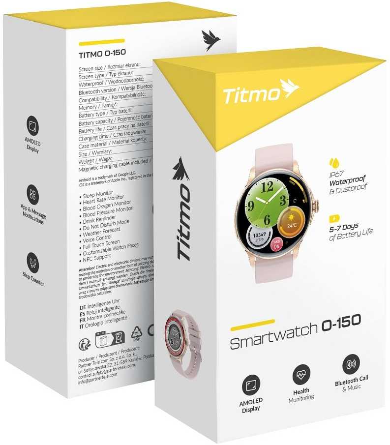 Išmanusis laikrodis TITMO O-150 (AMOLED, bluetooth call) pink