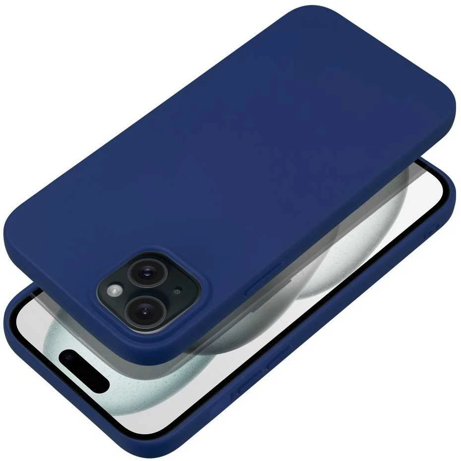 OEM dėklas, skirtas iPhone 15 PLUS, minkštas, tamsus, mėlynas