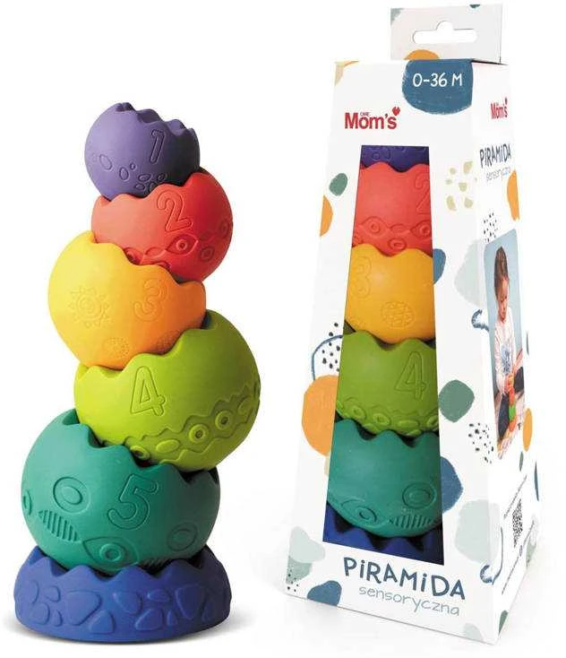 Mom's Care Švelni jutiminė piramidė pastelė 0m+ ZA4489