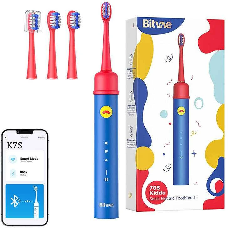 Sonic dantų šepetėlis su programa vaikams antgalių rinkinys Bitvae BVK7S - mėlynas