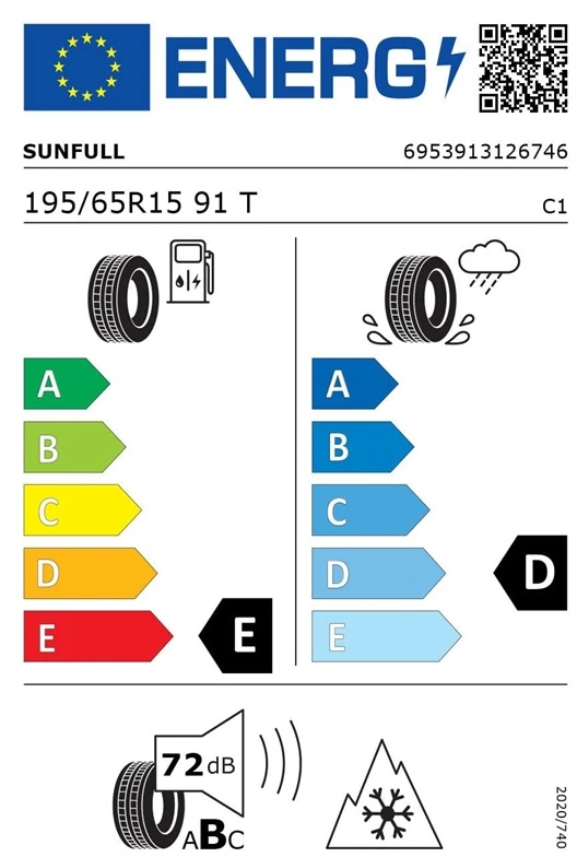 „Sonix“ žieminė padanga 195/65/R15. 95-T. E. D. 72 dB