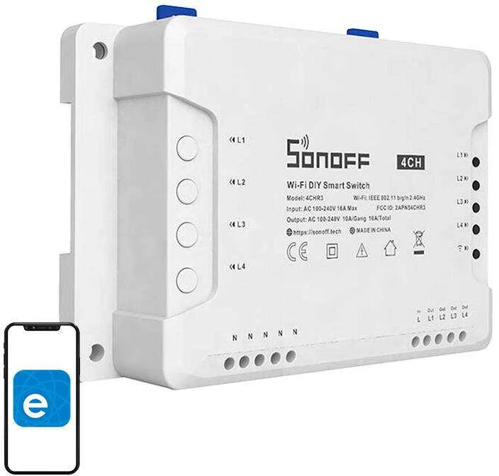 Sonoff R3 4-kanalų išmani relė valdoma WiFi 230VAC 2200W