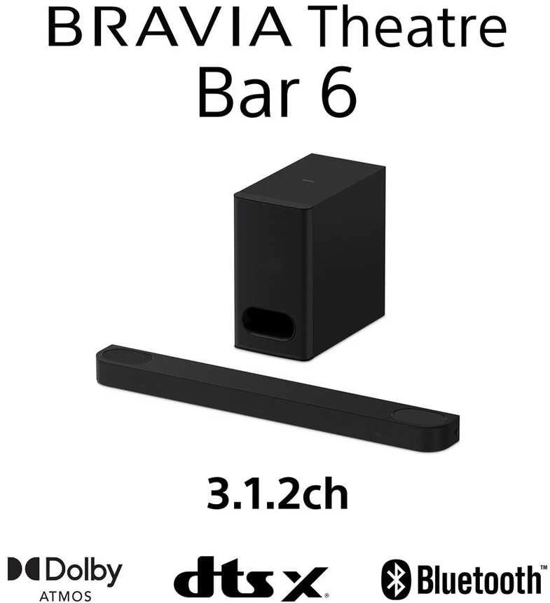 Namų kino sistema Sony | 3.1.2 kan. garso juosta | SC-HTB600 BRAVIA kino teatro juosta 6 | Garsiakalbiai | „Bluetooth“